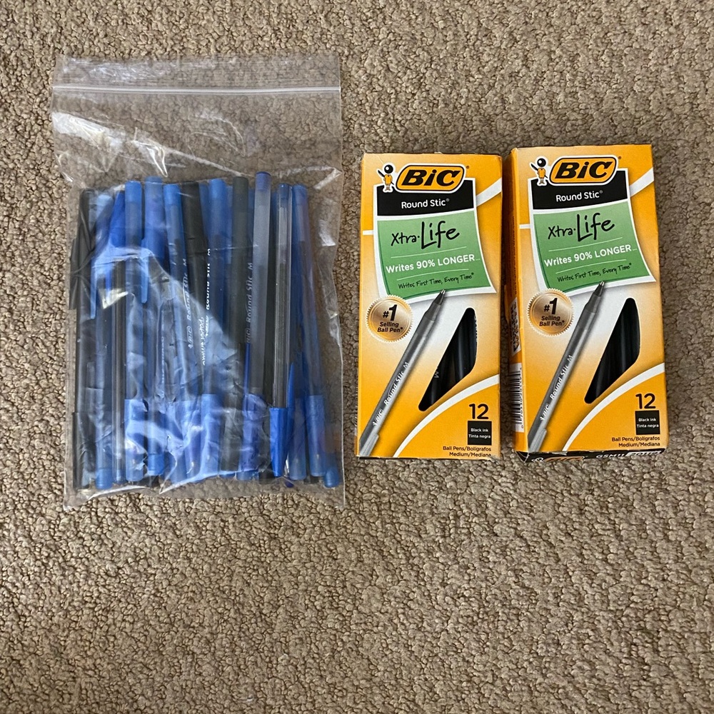 Set Of 55 Black & Blue Pens